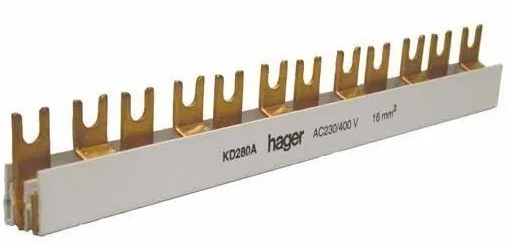 HAGER 12 Pole Single Phase Fork Style Insulated Busbar 80A