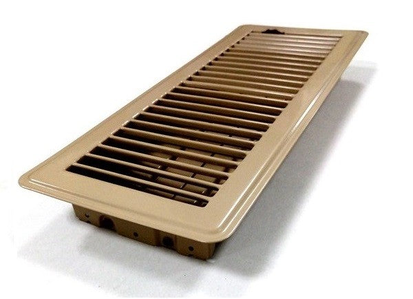 Beige Louvered Ducted Heating Floor Vent 100x300mm