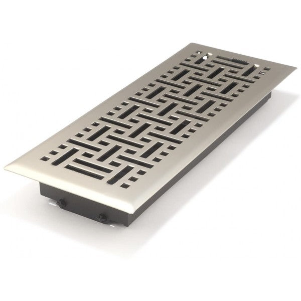 Satin Nickel Wicker Ducted Heating Floor Vent 100x300mm