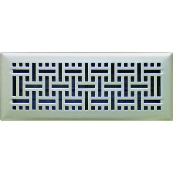 Satin Nickel Wicker Ducted Heating Floor Vent 100x300mm