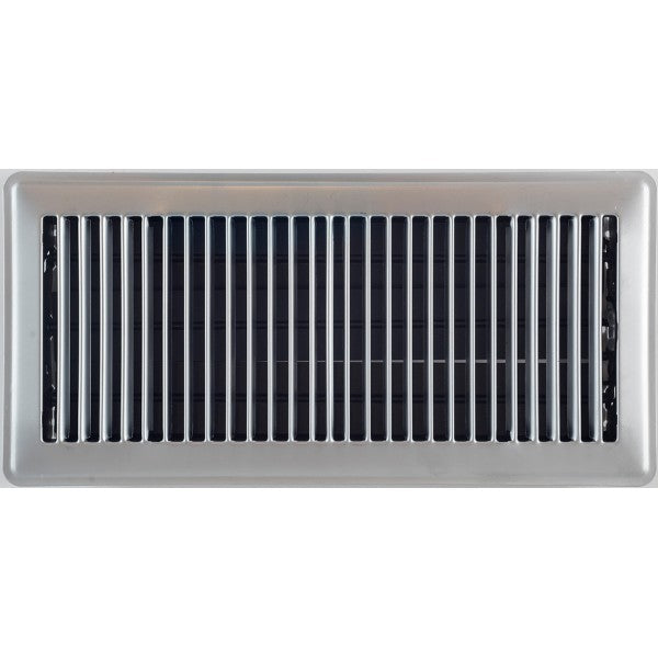 Satin Chrome Louvered Ducted Heating Floor Vent 150x350mm